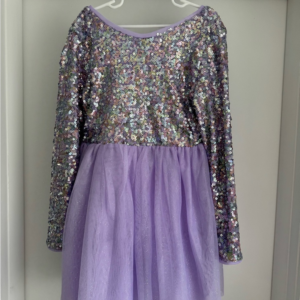 NEW Cat & Jack Purple Sequin Long Sleeve Dress